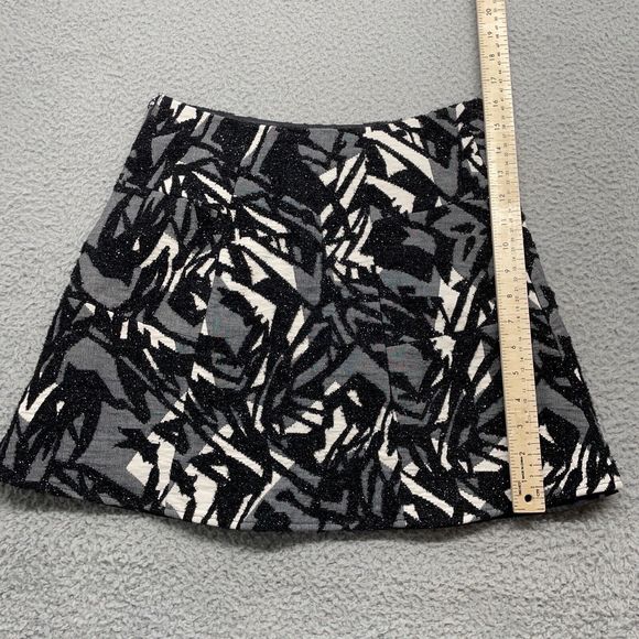 Zara Mini Skirt Womens Small Black White A-Line Skater Sparkle Textured Party - Picture 7 of 11